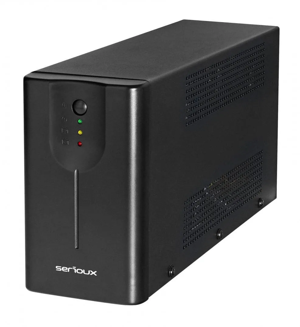 UPS Serioux Line Interactive 1500LI, Led, capacitate 1500VA/900W, 4 prize Schuko , baterie 12 V / 8.0 Ah × 2, timp mediu de functionare pe baterii 8 min - 50% sarcina, management USB/RJ45, software inclus