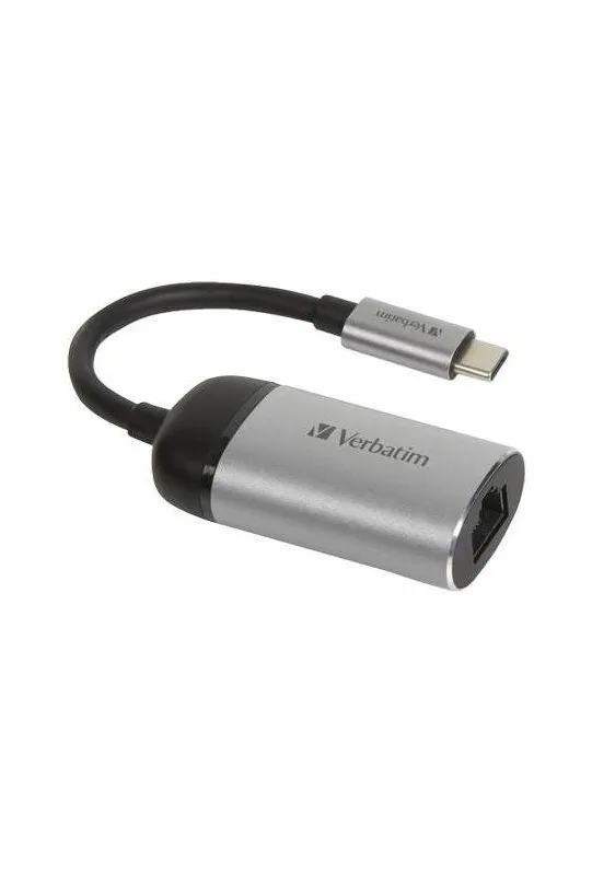Adaptor VERBATIM 1x USB-C Male - 1x RJ-45 Female, negru-gri