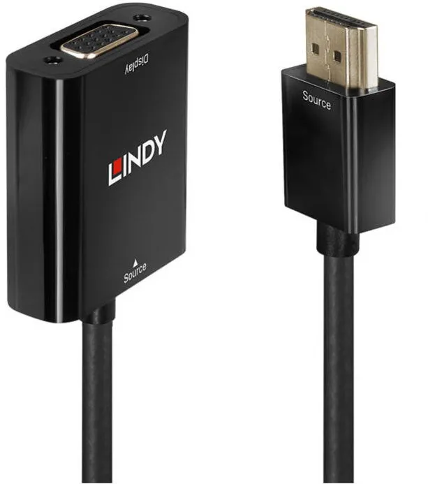 Adaptor Lindy Adaptor, 1x HDMI Male - 1x VGA Female, negru