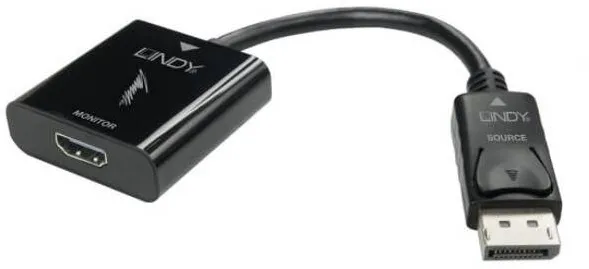 Adaptor Lindy 1x DisplayPort 1.2 Male - 1x HDMI 2.0 Female, negru