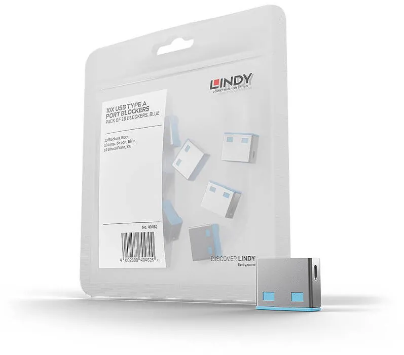 Adaptor Lindy Dispozitiv blocare port USB tip A, 10 bucati (fara cheie), albastru