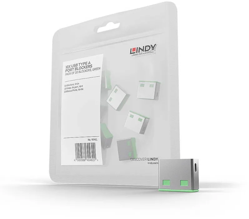 Adaptor Lindy Dispozitiv blocare port USB tip A, 10 bucati (fara cheie), verde