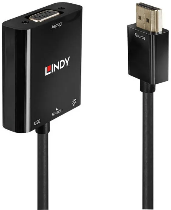 Adaptor Lindy 1x HDMI Male - 1x VGA Female, Audio Converter, negru