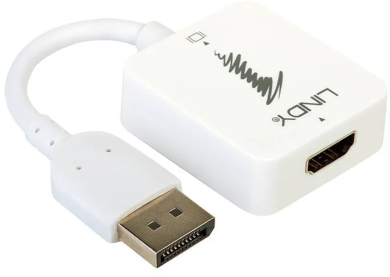 Adaptor Lindy Convertor, 1x DisplayPort 1.1 Male - 1x HDMI 1.4 Female, alb