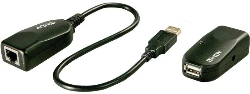 Adaptor Lindy USB 2.0 Male - RJ-45 Female - USB 2.0 Female, Extender USB 2.0, 1 Port, pana la 50 m