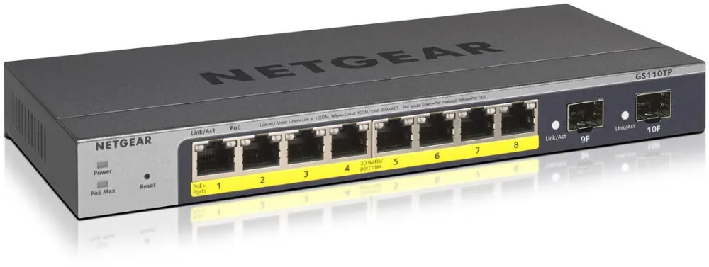 Switch Netgear GS110TP Managed L2/L3/L4 Gigabit Ethernet (10/100/1000) POE Grey