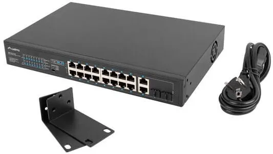 LANBERG 16X 100MB POE+/2X Combo unmanaged rack 19 inch Gigabit Ethernet 250W
