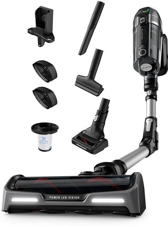 Aspirator ROWENTA vertical X-Force Flex 14.60 RH9958WA, 480W, Smart Control Display, Functie Boost, tehnologie Digital Force, tehnologie Flex, cap de aspirare Power led Vision, Mod Auto, 0.9L, Negru/ gri