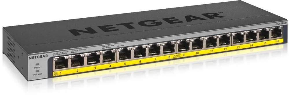 Switch Netgear GS116LP Unmanaged Gigabit Ethernet (10/100/1000) Power over Ethernet (PoE) Black