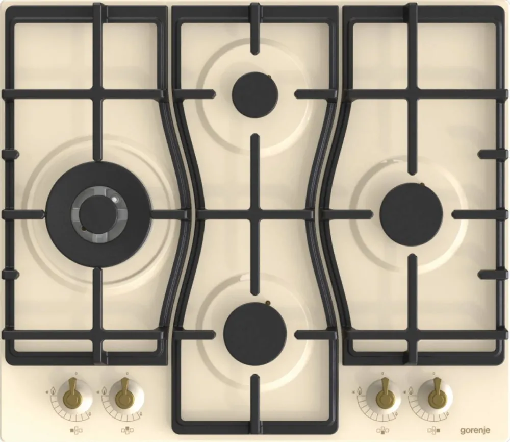 Plita GORENJE Plita incorporabila GW6D42CLI, Gaz, 4 arzatoare, Wok, crem