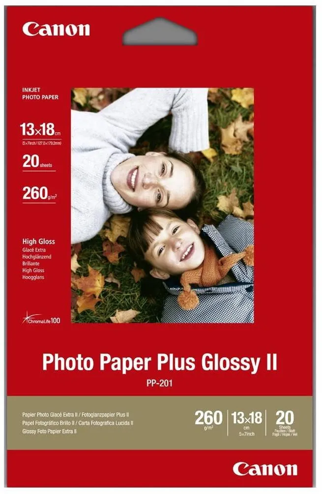 Hartie Foto Canon PP-201 Photo Paper Plus Glossy II 13x18 cm (5x7 inch) 20 coli