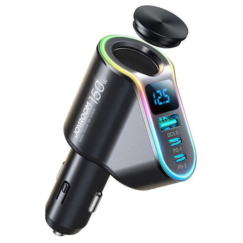 Incarcator Auto Joyroom 4in1 USB-A QC3.0 / 2xUSB-C PD 150W Negru