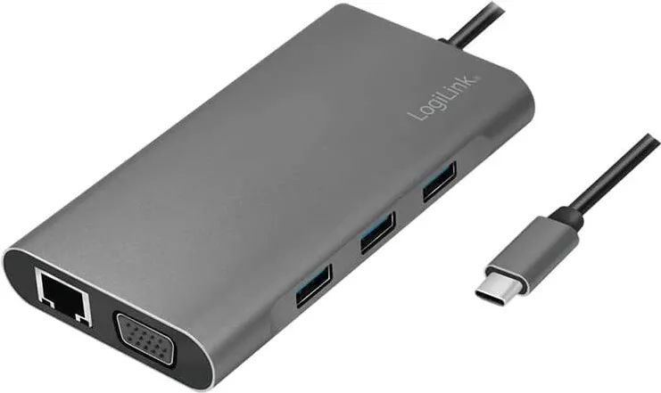 Docking Station Logilink USB 3.2 Gen1,USB-C, 10-Port,PD,silb.