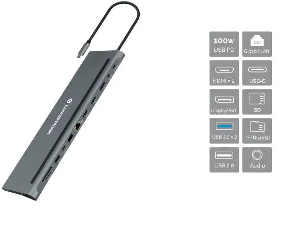 Docking Station CONCEPTRONIC USB-C -> HDMI,DP,USB3.0/2.0,PD,GbE 0.18 gr