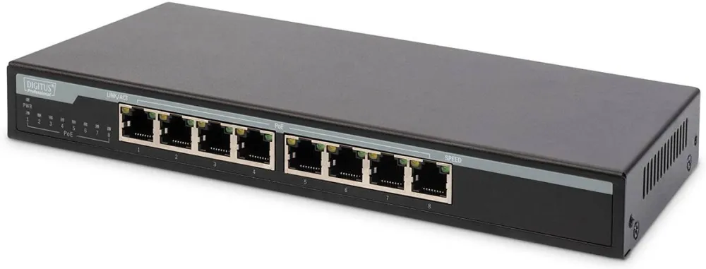 Switch Assmann 8-Port  Gigabit 135W PoE Unmanaged Negru