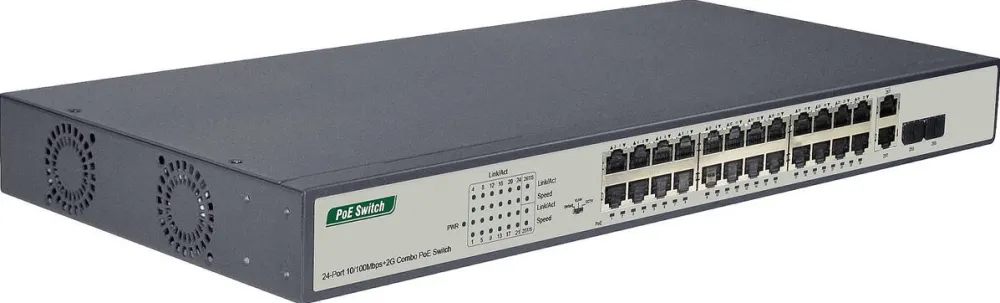 Switch Assmann 24-Port 10/100  370W PoE Unmanaged Negru