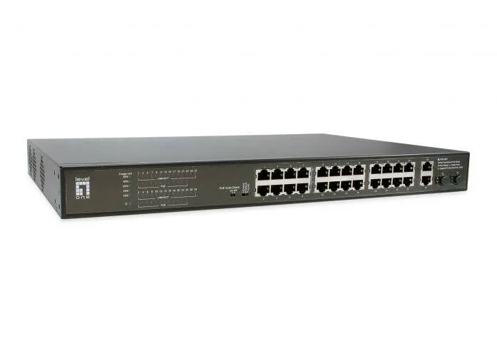 Level One 24x FE FGP-2831 2xGE 2xGSFP 19" 390W 24xPoE+