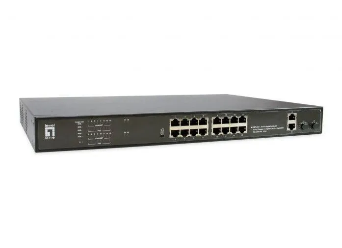 Level One 16x GE GEP-2021 2xGE 2xGSFP 19" 270W 16xPoE+