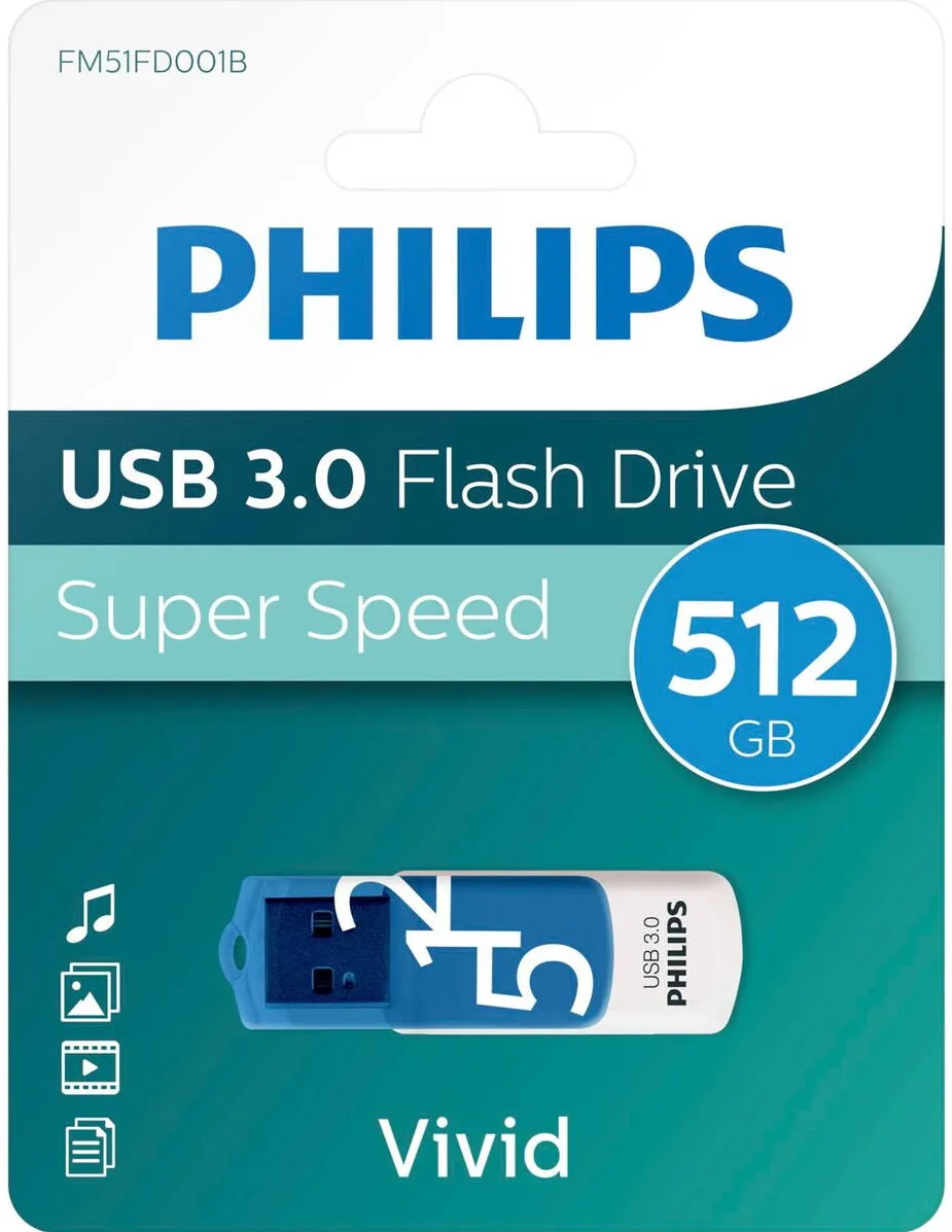 Memorie USB Philips USB 3.0 512GB Vivid Edition Spring Blue