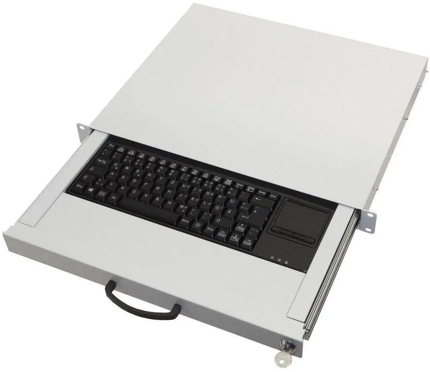 Accesoriu Retea Aixcase 19" Rack 1U Tastatur DE Touchpad USB Gri