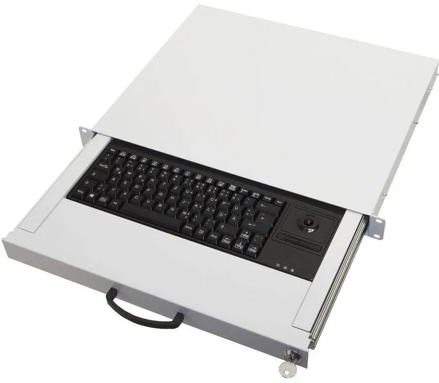 Aixcase 19" Rack 1U Tastatur DE Trackball PS2&USB Gri