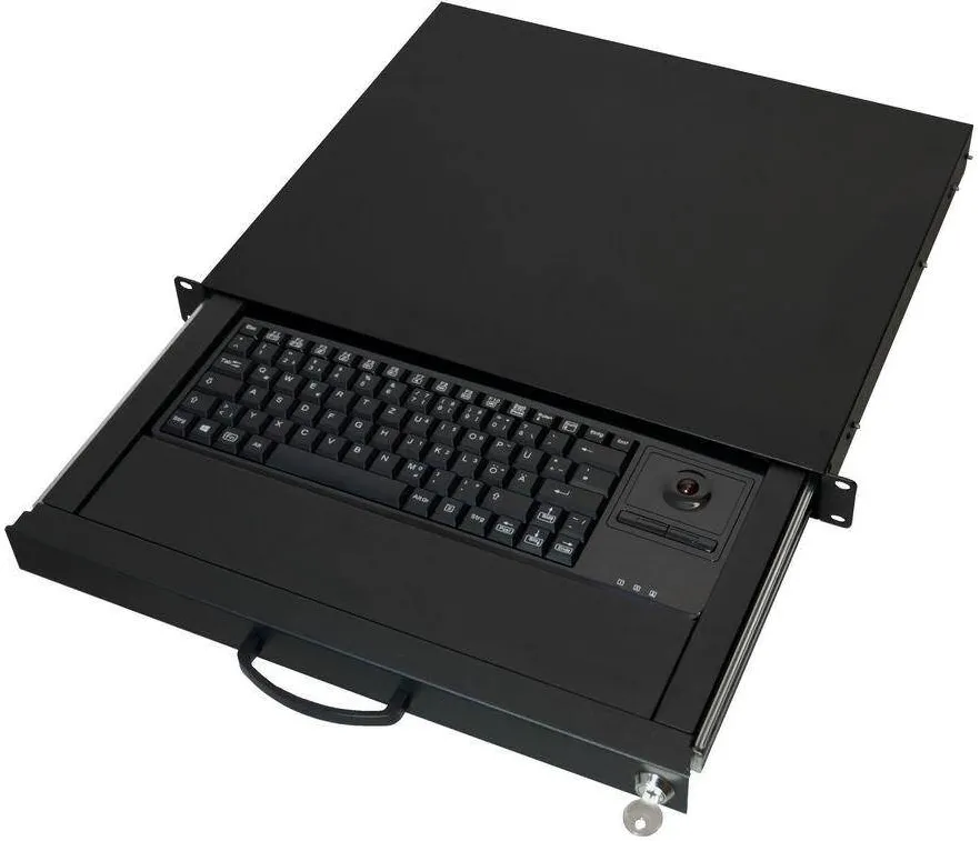 Accesoriu Retea Aixcase 19" Rack 1U Tastatur DE Trackball PS2&USB Negru