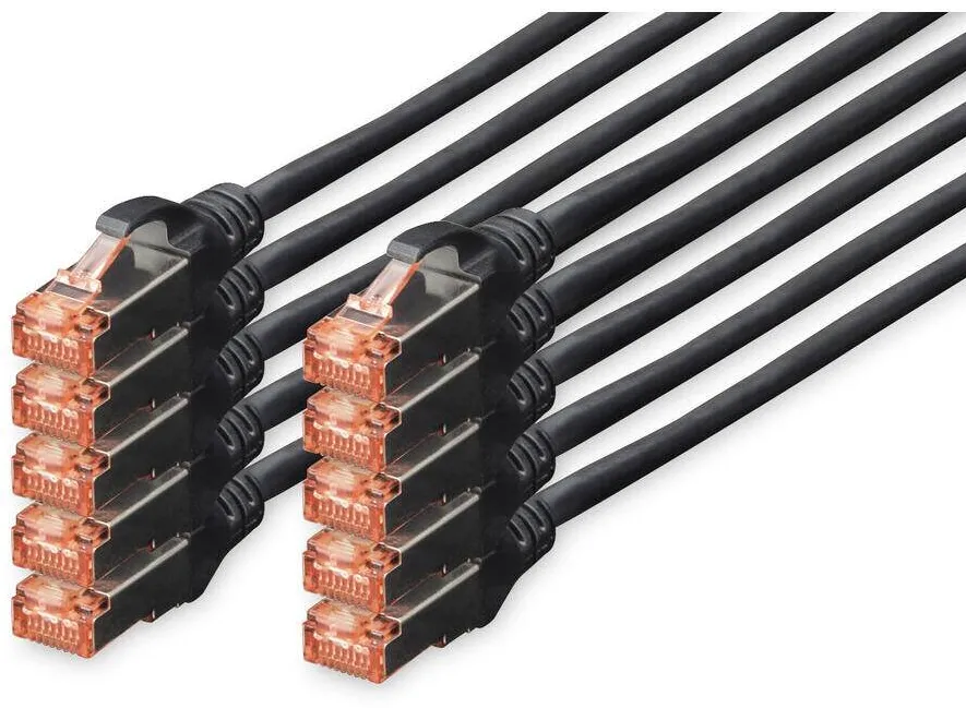 Cablu Retea Assmann CAT 6 S/FTP, 10 Buc, 3m, Negru