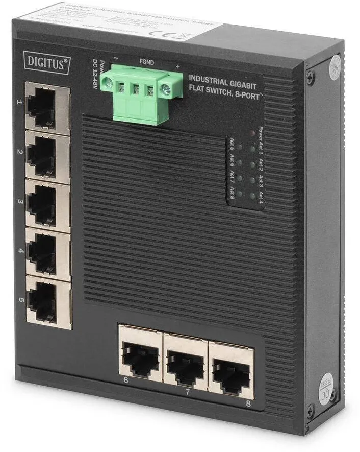 Switch Assmann Ind. 8-Port  Gigabit Flat    Unmanaged schwar