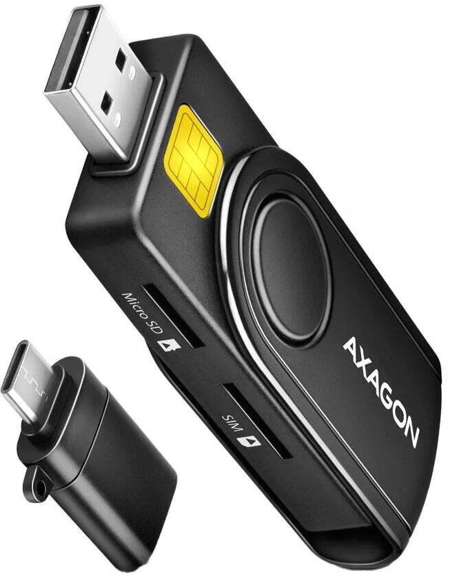 Card Reader AXAGON CRE-SMP2A, USB Smart Card & SD/microSD/SIM Card PocketReader