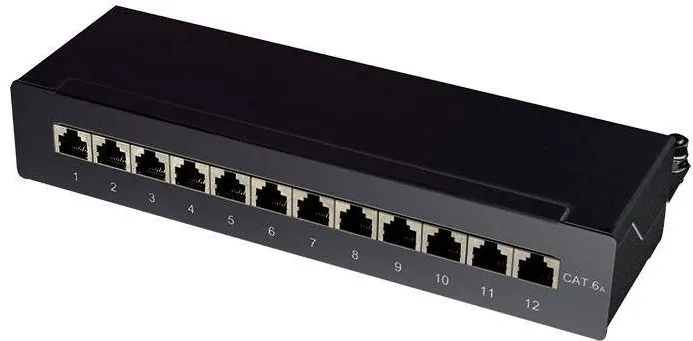 Patchpanel Logilink TiNegru/Wand Cat.6A STP 12 Ports, Negru