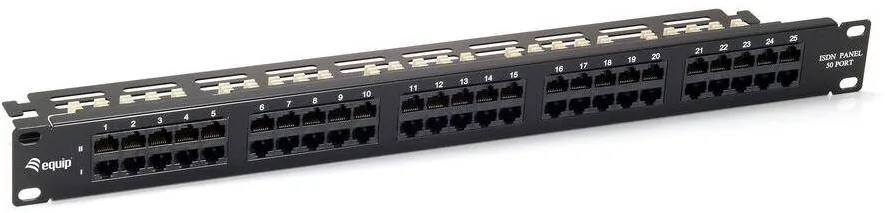 Patchpanel EQUIP 50x RJ45 Cat3 19" 1HE ISDN Negru