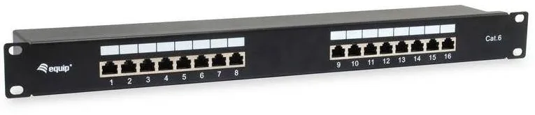 Patchpanel EQUIP 16x RJ45 Cat6 19" 1HE Negru