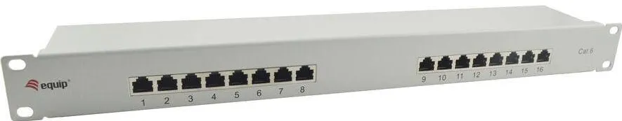 Patchpanel EQUIP 16x RJ45 Cat6 19" 1HE Gri