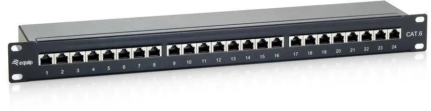 Patchpanel EQUIP 24x RJ45 Cat6 19" 1HE Negru Premium