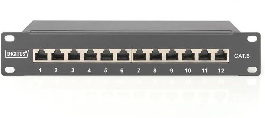 Patchpanel Assmann 1HE 12-Port Cat6 ClassE ecranat Negru.