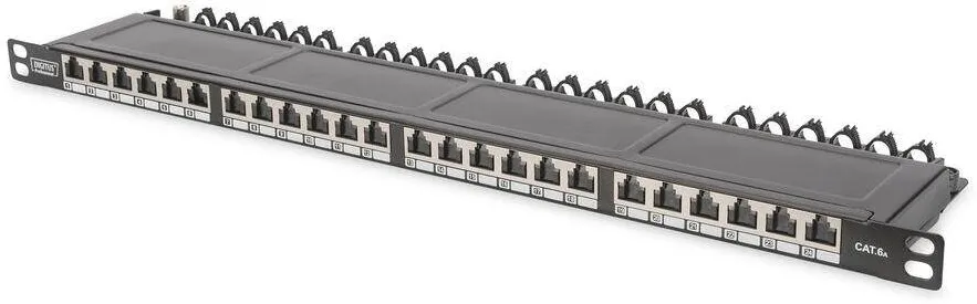 Patchpanel Assmann 0,5HE 24-Port Cat6a ecranat Negru