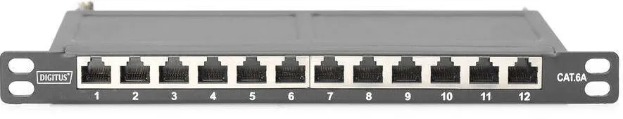 Patchpanel Assmann Cat.6A Slim ,ecranat,12-Port,0,5HE,10"sw