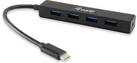 Hub USB EQUIP USB-Hub 4-Port 3.1/C->4x3.0 ohne Netzteil schwarz