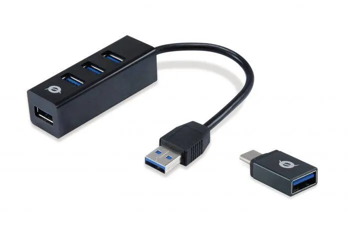 Hub USB CONCEPTRONIC USB-Hub 4-Port 3.0 ->4x3.0 +TypC A