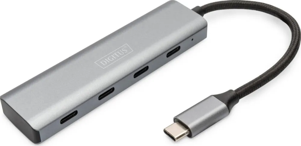 Hub USB Assmann DIGITUS USB-C-Hub  4-Port 3.1->4xC3.1 integr. Kabel   silber