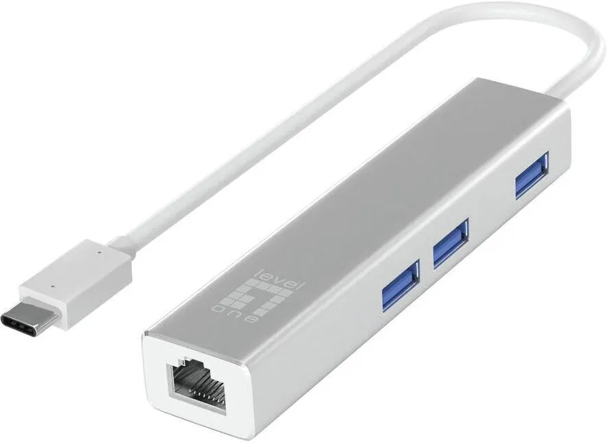 Adaptor Level One USB-C -> RJ45 10/100/1000,3xUSB3.0 0,15m si