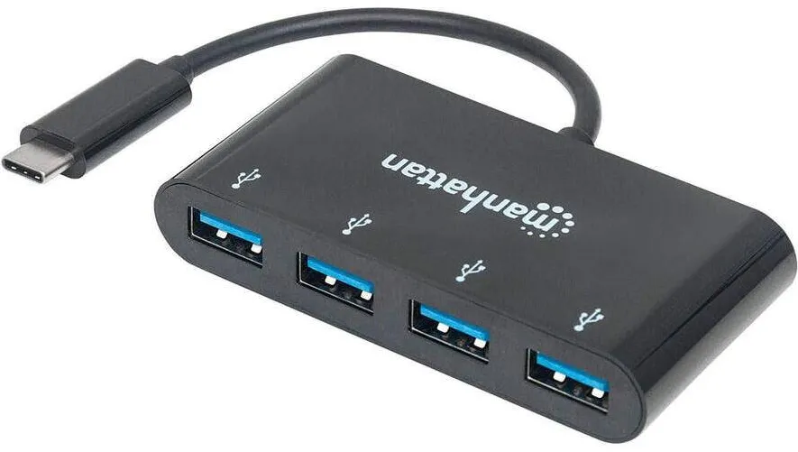 Adaptor MANHATTAN USB 3.1 Gen1 TypC-Hub 4 USB A-Ports Strom über USB
