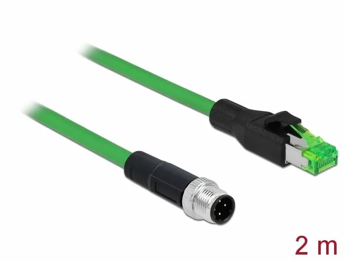 Accesoriu Retea DELOCK Cablu de retea M12 4 pin D-codat la RJ45 priza PVC 2 m