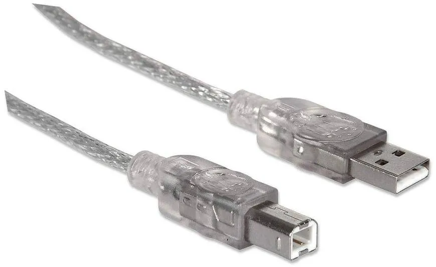 Cablu MANHATTAN USB A -> B 1.80m Argintiu