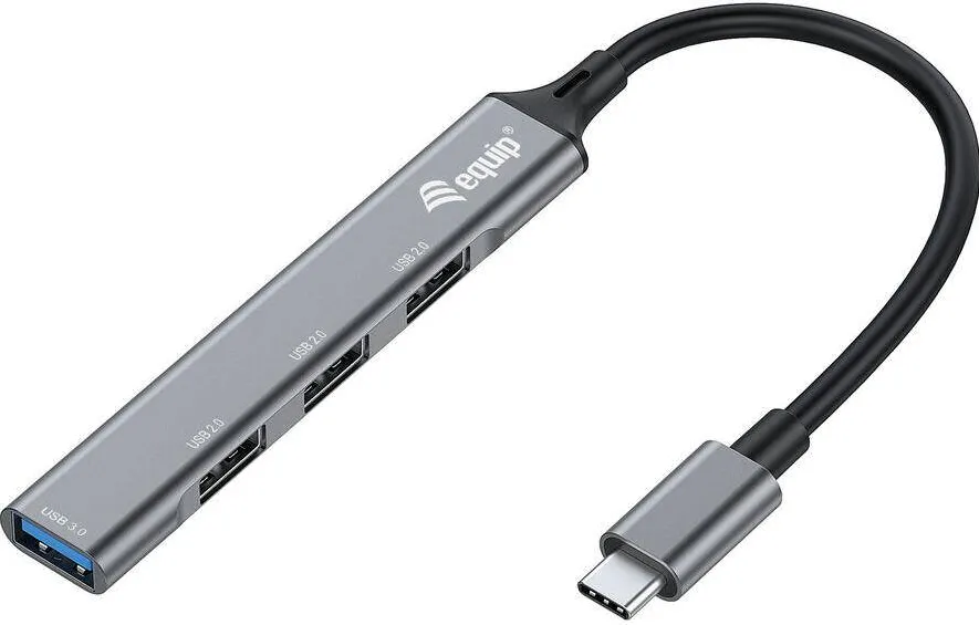 Hub USB EQUIP 4-Port 3.1/C->1x3.0/3x2.0 o. Gri