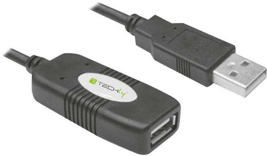Cablu TECHLY USB 2.0 Activ , Hi-Speed, 10m, Negru