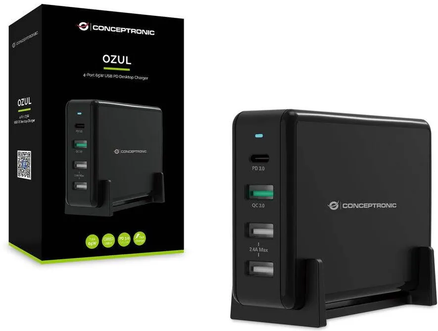 Incarcator CONCEPTRONIC 4Port 65W Desktop PD Negru