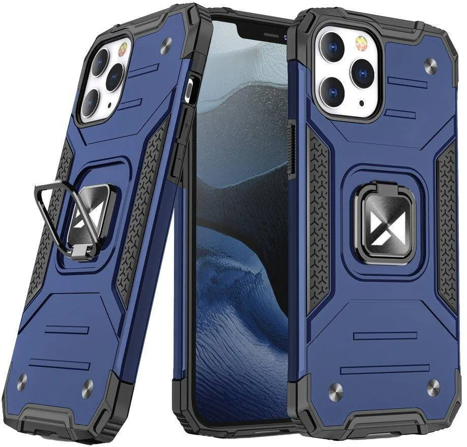 Wozinsky Husa Ring Armor pentru iPhone 14 Pro cu functie de suport si suport pentru inel in albastru