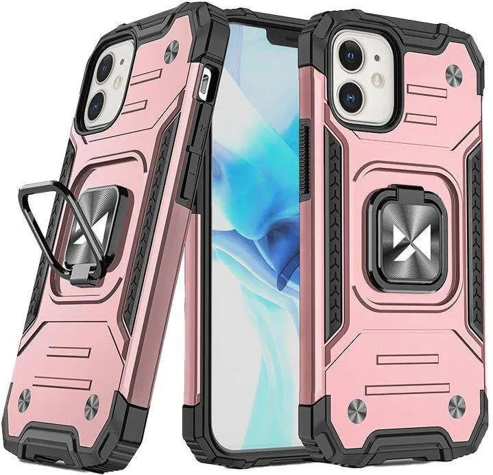 Wozinsky Husa Ring Armor pentru iPhone 14 cu functie de suport si suport pentru inel auriu