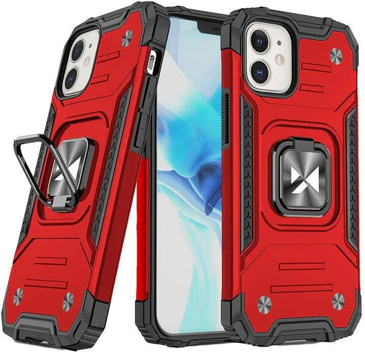 Wozinsky Husa Ring Armor pentru iPhone 14 cu functie de suport si suport pentru inel rosu